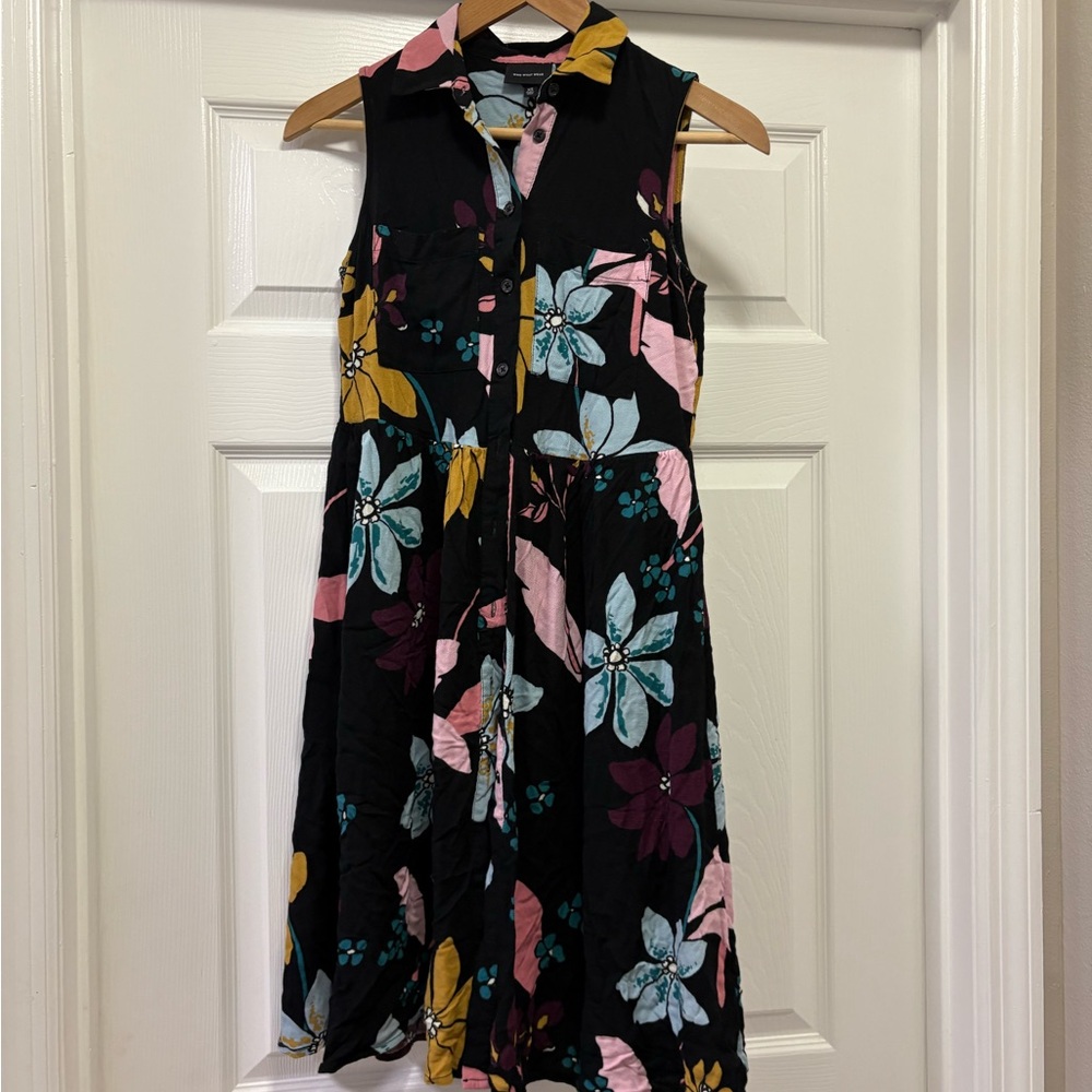 Who What Wear Floral Print Dress - Black, Pink, Blue, Yellow
